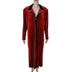 Velvet‎ Houndstooth Coat Formal Evening Blazer Long Coat Overcoat Size Large